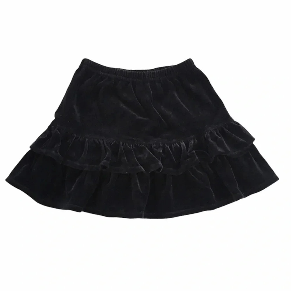 Hanna Andersson Black Velour Ruffle Skirt size 3T